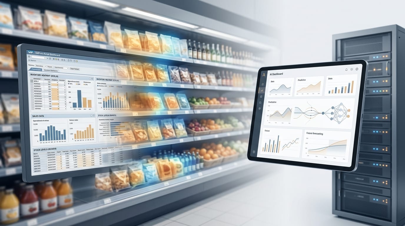 European retail forecasting dashboard transitioning from legacy ERP planning to private AI infrastructure