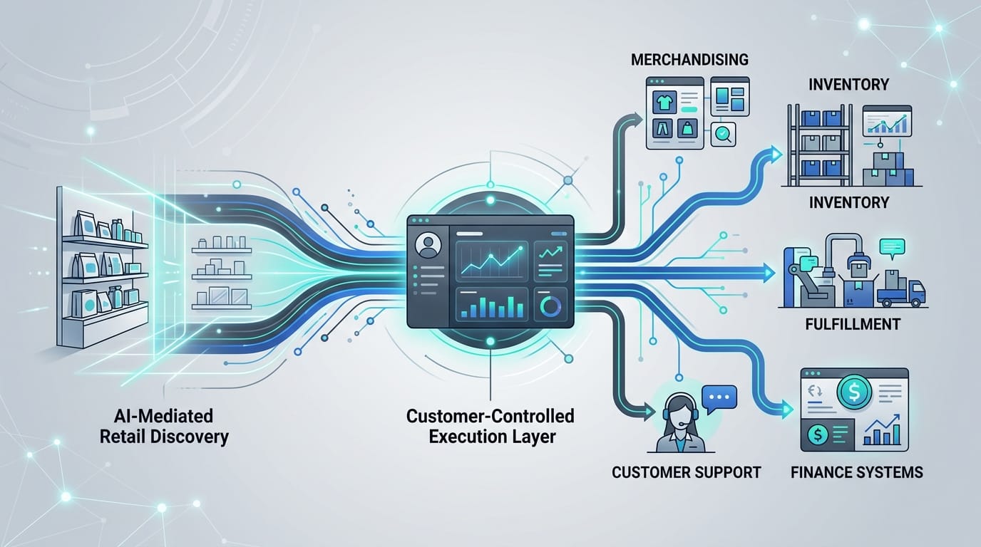 Retail AI execution layer connecting merchandising, inventory, support, and finance workflows