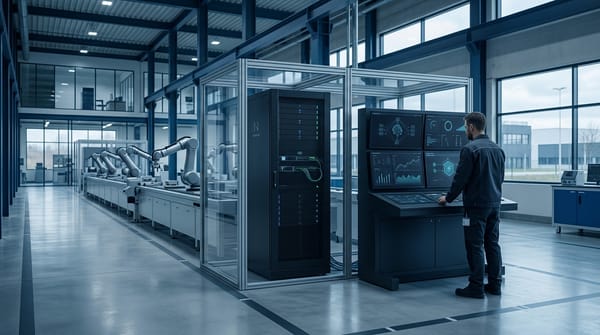 Industrial manufacturing facility with secure on-prem AI infrastructure and control systems