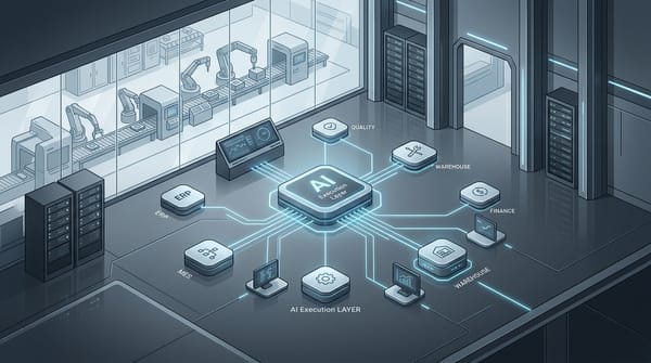 Manufacturing AI execution layer across ERP, MES, quality, and maintenance
