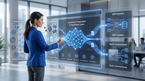 AI-native accounts payable workflow connecting ecommerce finance systems inside a customer-controlled infrastructure boundary